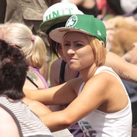 Watching the main stage at Victoria Park, Mardi Gras Fair Day, 2012