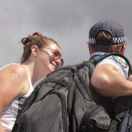 Chatting to police, Victoria Park, Mardi Gras Fair Day, 2012