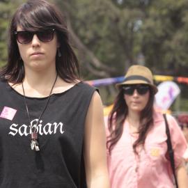 Girls in the crowd, Victoria Park, Mardi Gras Fair Day, 2012