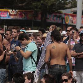 Crowds watching the shows, Victoria Park, Mardi Gras Fair Day, 2012