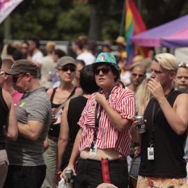 Crowds watch the main stage, Victoria Park, Mardi Gras Fair Day, 2012