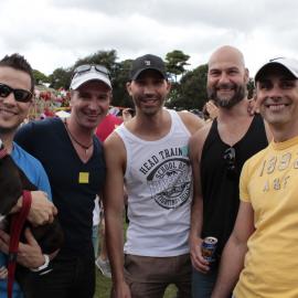 Happy German and Australian friends, Victoria Park, Mardi Gras Fair Day, 2012