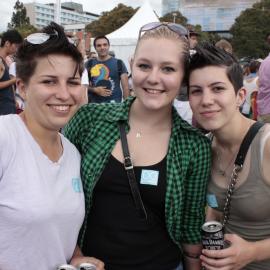 Happy lesbians in the crowds, Victoria Park, Mardi Gras Fair Day, 2012