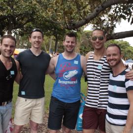 Group of homosexual friends, Victoria Park, Mardi Gras Fair Day, 2012