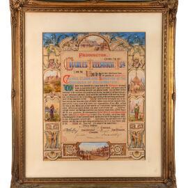 Illuminated Manuscript - Presented on retirement of Charles Hellmrich, 1884