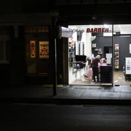 The Glebe's barber is hard at work, Glebe Point Road Glebe, 2021