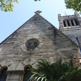 Front façade and bell tower of St John's Anglican Church, Glebe, 2017
