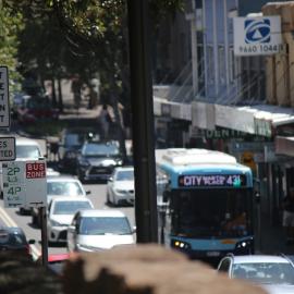 Traffic signs on corner Glebe Point and Bridge Roads, Glebe, 2018