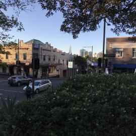 Traffic on corner Glebe Point and Bridge Roads, Glebe, 2020