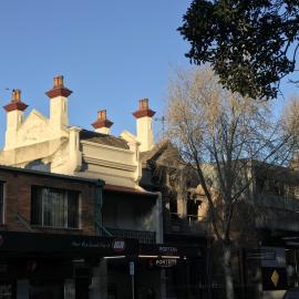Shops in the winter sun, Glebe Point Road, Glebe, 2020