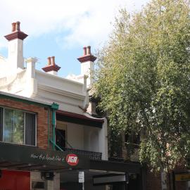 Chimney pots and trees, Glebe Point Road, Glebe, 2018