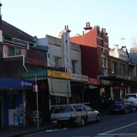 St Vincent de Paul shop beside supermarket, cake shop and thai eats, Glebe, 2018