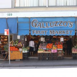 Blue awning covers for Galluzzo's, Glebe Point Road, Glebe, 2021