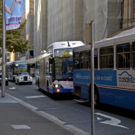 Bus congestion in York Street near the QVB, Sydney, 2008