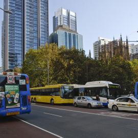 George Street buses outside St Andrews Cathedral, bus congestion, Sydney, 2008