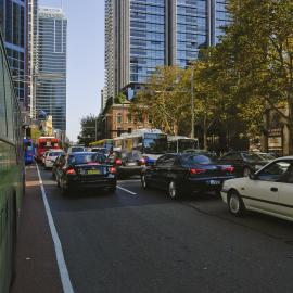 George Street buses outside St Andrews Cathedral, bus congestion, Sydney, 2008