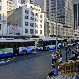 Buses outside Sydney Town Hall at 5pm, bus congestion, Sydney, 2008
