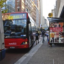 The Metrobus 20 to Mascot in York Street, bus congestion, Sydney, 2008