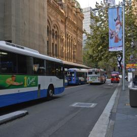 York Street buses towards Sydney Town Hall, bus congestion, Sydney. 2008