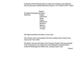 Transcript - Minutes of Council - Meeting no. 0038, 29 Jan 1858 [Municipal Council of Sydney]