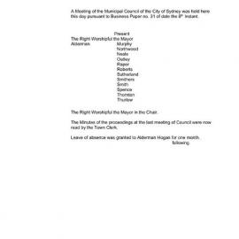Transcript - Minutes of Council - Meeting no. 0036, 11 Jan 1858 [Municipal Council of Sydney]