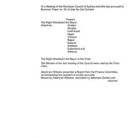 Transcript - Minutes of Council - Meeting no. 0025, 05 Oct 1857 [Municipal Council of Sydney]