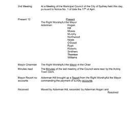 Transcript - Minutes of Council - Meeting no. 0002, 20 Apr 1857 [Municipal Council of Sydney]