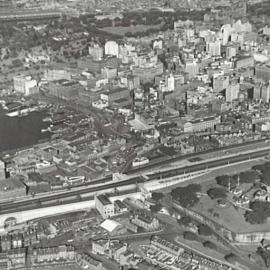 Aerial view of Bradfield Highway, Circular Quay and Millers Point, 1950
