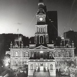 Town Hall illuminated at dusk
