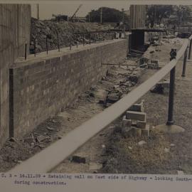 View south west of wall construction on west side of Bradfield Highway Sydney, 1939