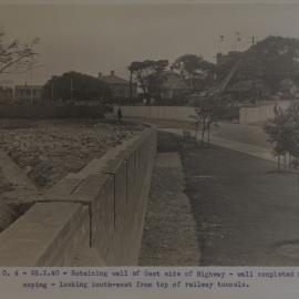View south west to top level of completed wall, Bradfield Highway Sydney, 1940