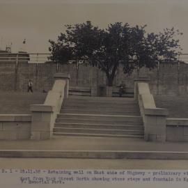 View west to steps and Fountain in King George V Memorial Park from York Street North Sydney, 1938