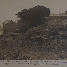 Tipping at south end of Fort Street Girls High School looking north from Kent Street Sydney, 1939