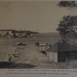 Looks north east to Graving Dock site from Cowper Wharf Road, Potts Point, 1940
