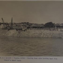 Looks east to Graving Dock site from Cowper Wharf Road Potts Point, 1940