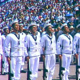Sailors at attention, Australia Day ceremony, Sydney Opera House, 1989
