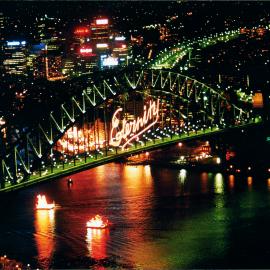 New Years Eve Sydney Harbour bridge with Arthur Stace's 'Eternity', 1999