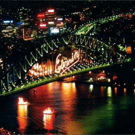 New Years Eve Sydney Harbour bridge with Arthur Stace's 'Eternity', 1999