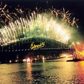 New Years Eve fireworks on the Sydney Harbour Bridge and Eternity, 1999