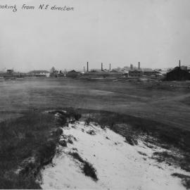 Looking south west across Moore Park towards the refuse destructor, 1930s
