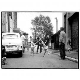 Socialising on the street, Queen Street Glebe, 1973