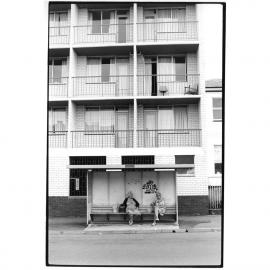 Bus stop outside the Haven Inn, Glebe, 1973