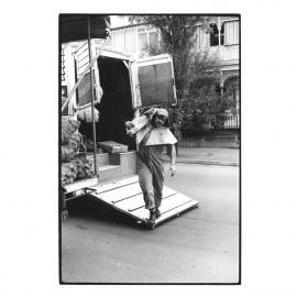 Unloading for butchers, Glebe, 1973