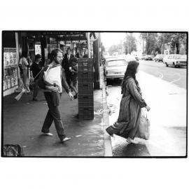 Shoppers crossing street, Glebe Point Road Glebe, 1973