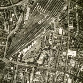 Aerial view of Central Railway Station and Surry Hills, 1930s