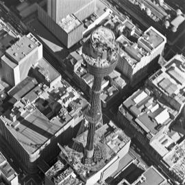 Aerial photograph (oblique) of Centrepoint Tower construction, 1983