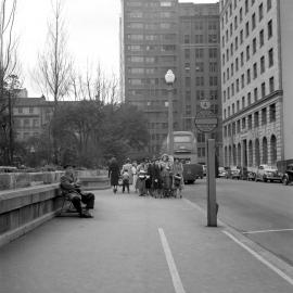 Bus stop in Carrington Street Sydney, 1940s