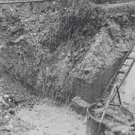 Excavation operations for overhead bridge abutment