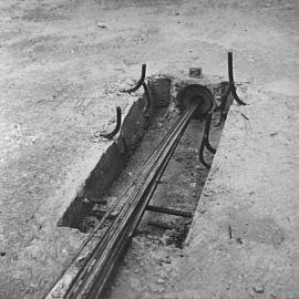 Detail of concrete work and steel supports
