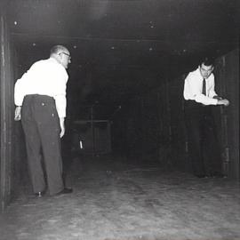Men testing fans for Cahill Expressway